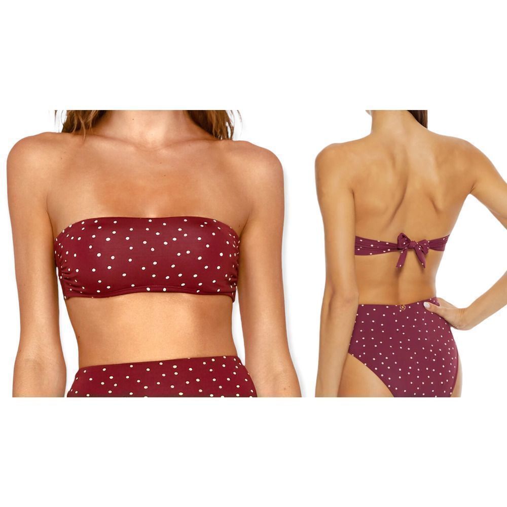 Vix Paula Hermanny Lola Polka‎ Dot Basic Bandeau Large Strapless Bikini Swim Top